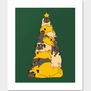 Christmas Tree Pugs Posters and Art